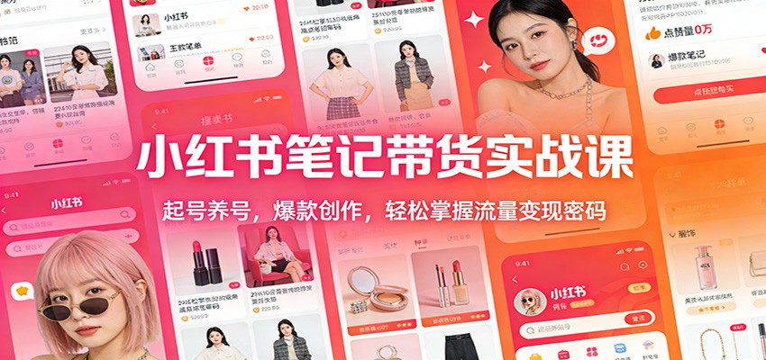 小红书笔记带货实战课：起号养号，爆款创作，轻松掌握流量变现密码-吾爱网创