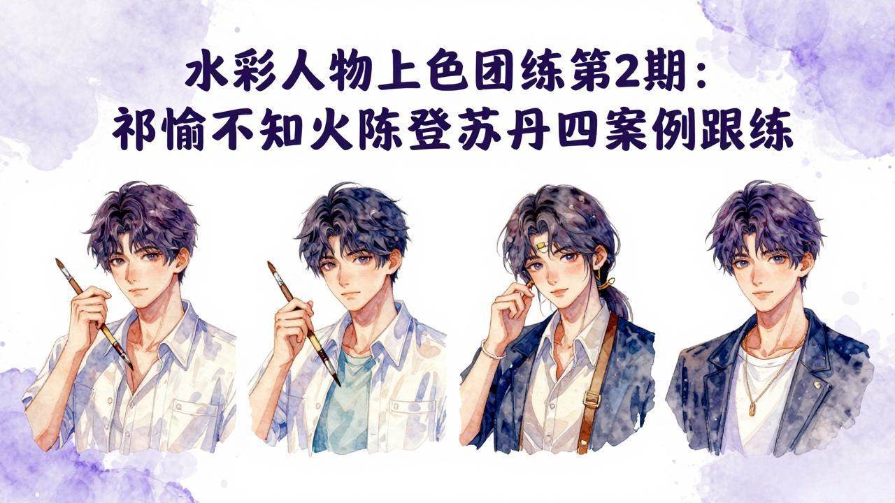 (17954期)水彩人物上色团练第2期:祁煜不知火陈登苏丹四案例跟练,手把手提升绘画能力-吾爱网创