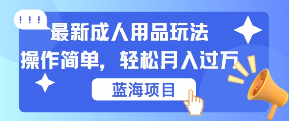 最新成人用品项目玩法，操作简单，动动手，轻松日入几张【揭秘】-吾爱网创