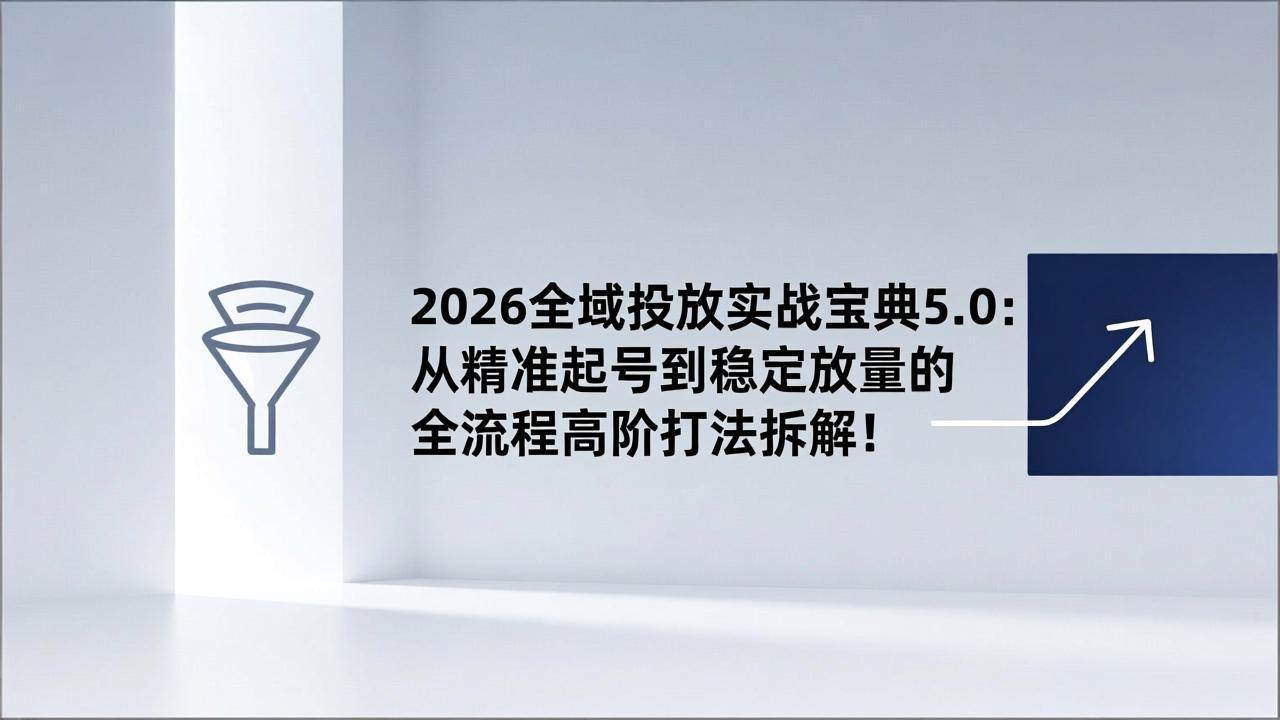 （17156期）2026全域投放实战宝典5.0：从精准起号到稳定放量的全流程高阶打法拆解！-吾爱网创
