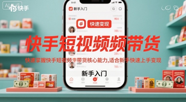 快手短视频带货，快速掌握快手短视频带货核心能力，适合新手快速上手变现-吾爱网创