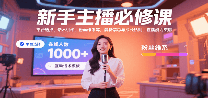 新手主播必修课：平台选择、话术训练、粉丝维系等，解析禁忌与成长法则，突破直播能力-吾爱网创