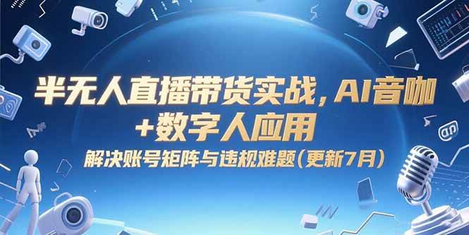 （15280期）半无人直播带货实战，AI音咖+数字人应用 解决账号矩阵与违规难题(更新7月)-吾爱网创
