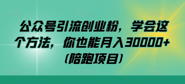公众号引流创业粉，学会这个方法，你也能月入30000+ (陪跑项目)-吾爱网创