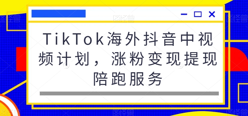 TikTok海外抖音中视频计划，涨粉变现提现陪跑服务-吾爱网创
