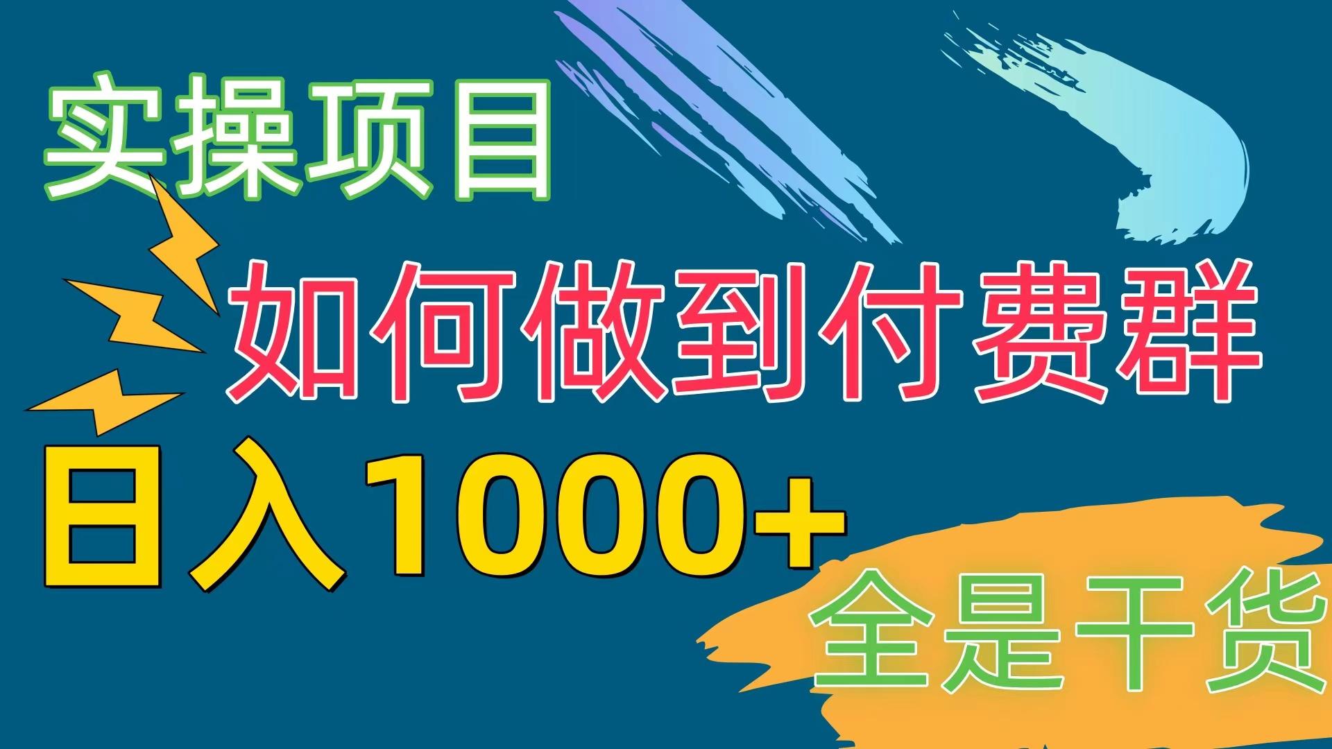 [实操项目]付费群赛道，日入1000+-吾爱网创