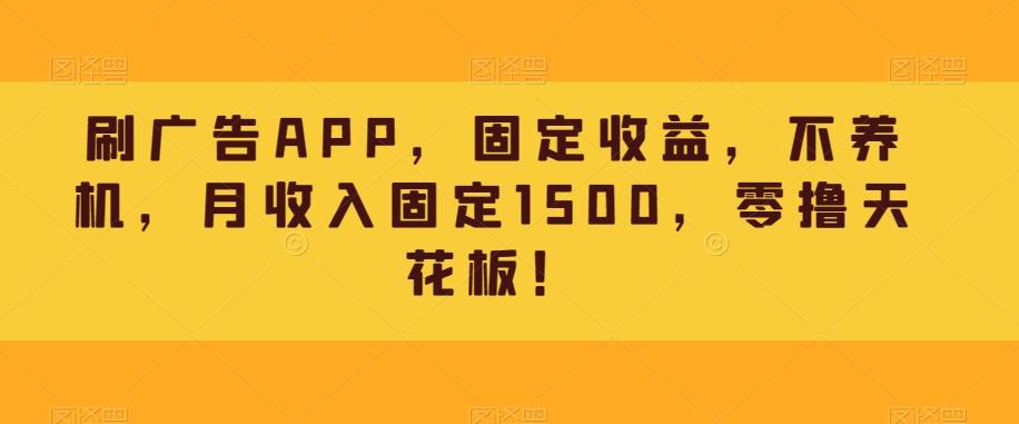 刷广告APP，固定收益，不养机，月收入固定1500，零撸天花板！-吾爱网创