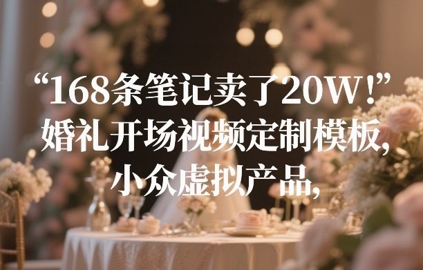 168条笔记卖了20W！婚礼开场视频定制模板，小众虚拟产品-吾爱网创