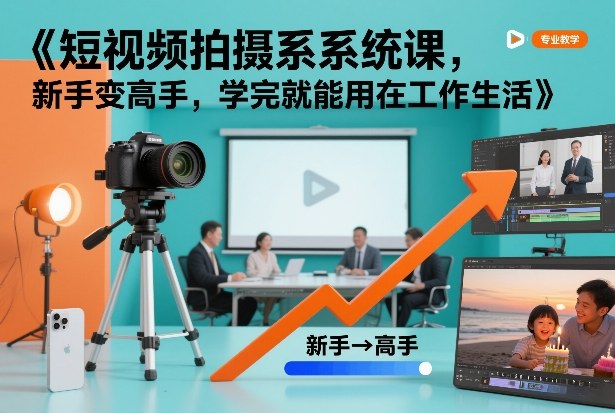 短视频拍摄系统课，新手变高手，学完就能用在工作生活-吾爱网创