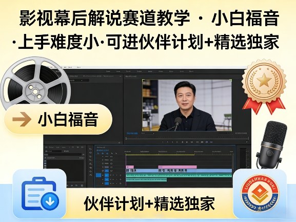 某大佬的影视幕后解说赛道教学，小白福音，上手难度小，可进伙伴计划+精选独家-吾爱网创