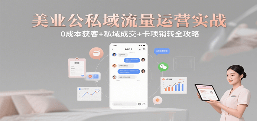 美业公私域流量运营实战：0成本获客+私域成交+卡项销转全攻略-吾爱网创
