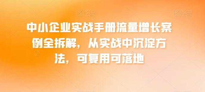 中小企业实战手册流量增长案例全拆解，从实战中沉淀方法，可复用可落地-吾爱网创
