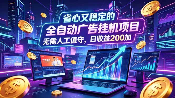 (18899期)全自动广告挂机项目,全程无需人工值守。稳定创收每日收益200+-吾爱网创