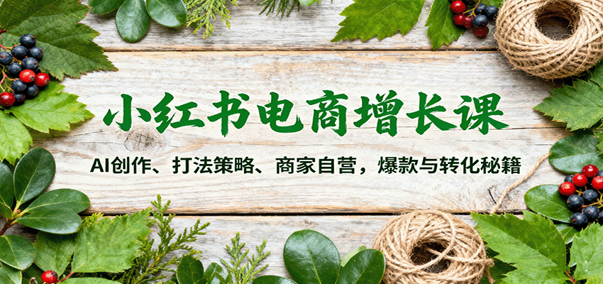 小红书电商增长课：AI创作、打法策略、商家自营，爆款与转化秘籍-吾爱网创