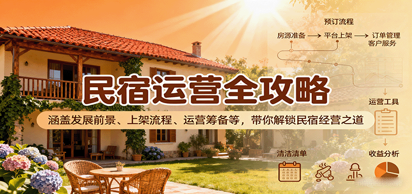 民宿运营全攻略：涵盖发展前景、上架流程、运营筹备等，带你解锁民宿经营之道-吾爱网创