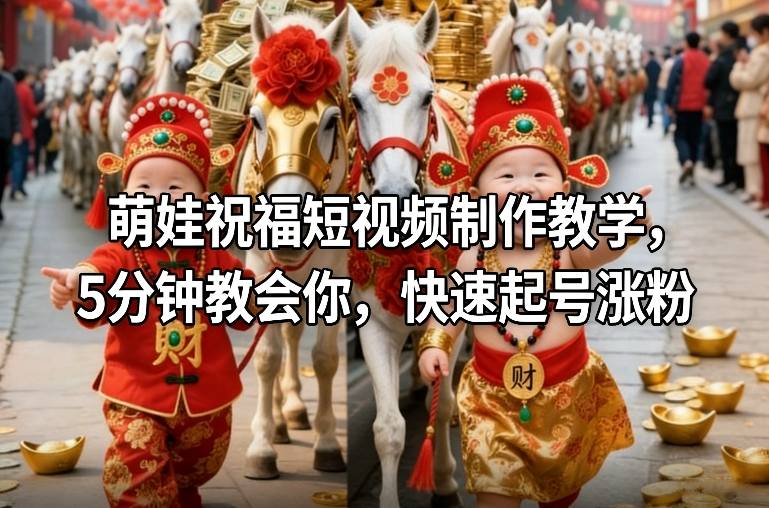 萌娃祝福短视频制作教学，5分钟教会你，快速起号涨粉-吾爱网创