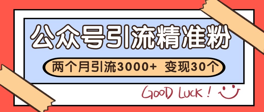 公众号精准粉引流玩法 2个月3000+精准粉 变现30万+-吾爱网创