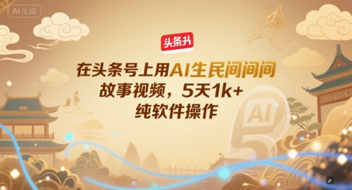 在头条号上用AI生民间故事视频，5天1k+，纯软件操作-吾爱网创