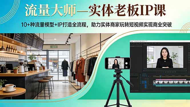 （17638期）流量大师—实体老板IP课：10+种流量模型+IP打造全流程，助力实体商家玩转短视频实现商业突破-吾爱网创