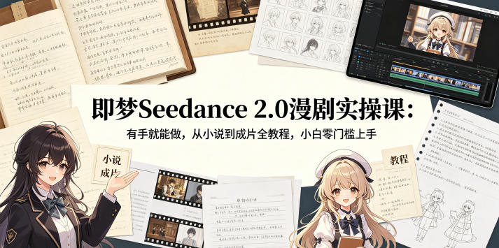 即梦Seedance 2.0漫剧实操课：有手就能做，从小说到成片全教程，小白零门槛上手-吾爱网创