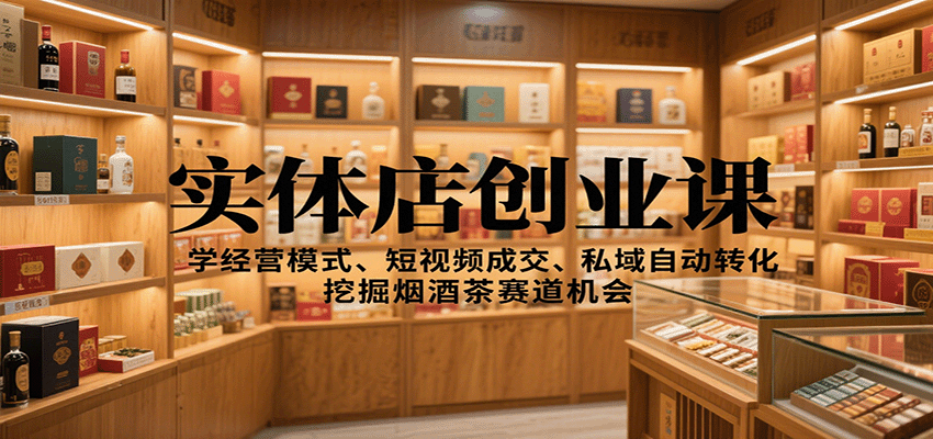 实体店创业课:学经营模式、短视频成交、私域自动转化,挖掘烟酒茶赛道机会-吾爱网创