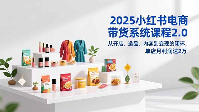 （16880期）2025小红书电商带货系统课程2.0，从开店、选品、内容到变现的闭环，单店月利润达2万-吾爱网创