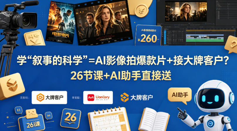 学《叙事的科学》=AI影像拍爆款片+接大牌客户？26节课+AI助手直接送【原创双语字幕】-吾爱网创