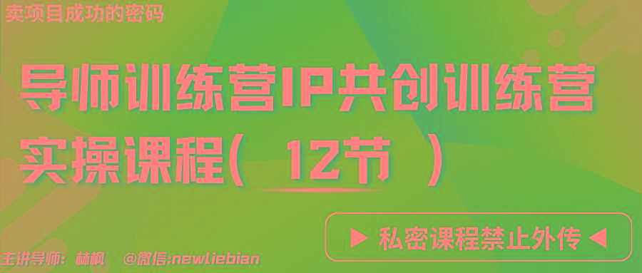 导师训练营3.0IP共创训练营私密实操课程(12节)-卖项目的密码成功秘诀-吾爱网创