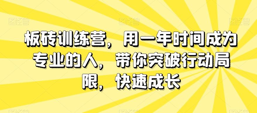 板砖训练营，用一年时间成为专业的人，带你突破行动局限，快速成长-吾爱网创