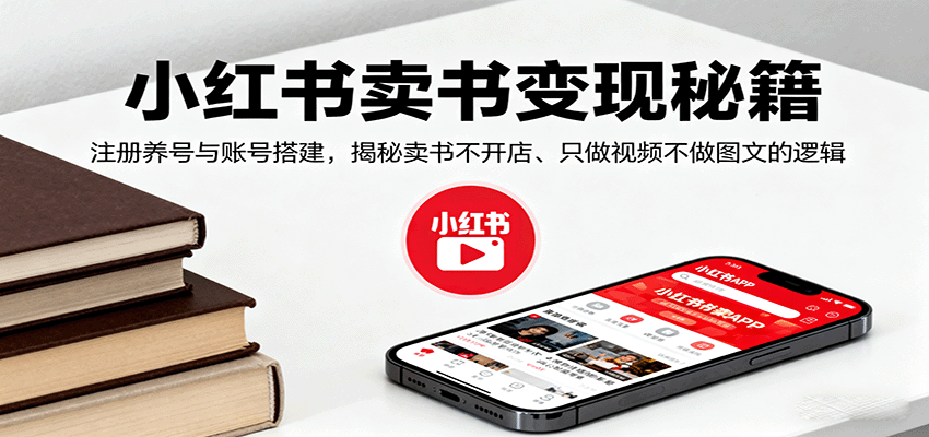 小红书卖书变现秘籍，注册养号与账号搭建，揭秘卖书不开店、只做视频不做图文的逻辑-吾爱网创
