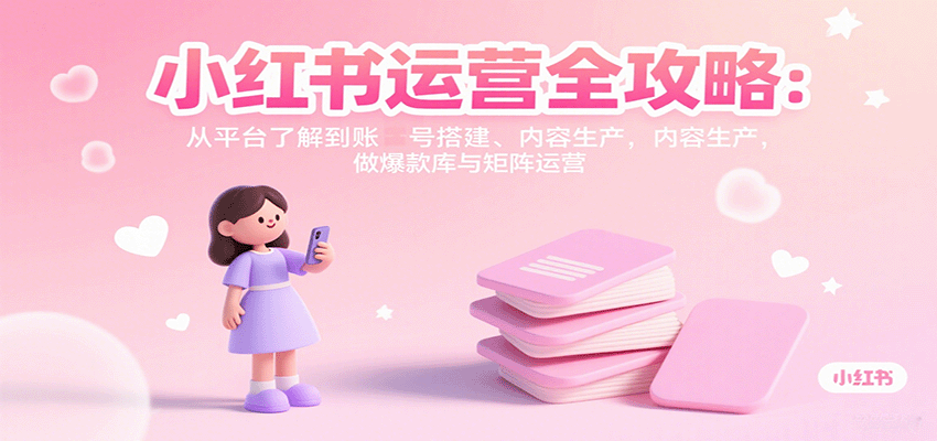 小红书运营全攻略：从平台了解到账号搭建、内容生产，做爆款库与矩阵运营-吾爱网创