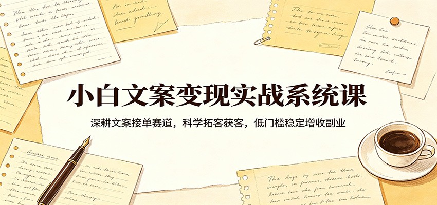 小白文案变现实战系统课：深耕文案接单赛道，科学拓客获客，低门槛稳定增收副业-吾爱网创