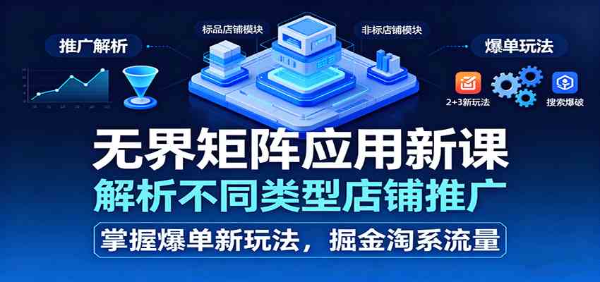 无界矩阵应用新课，解析不同类型店铺推广，掌握爆单新玩法，掘金淘系流量-吾爱网创