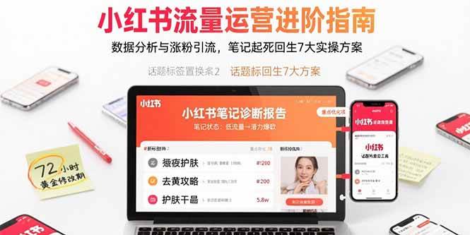 （15827期）小红书流量运营进阶指南，数据分析与涨粉引流，笔记起死回生7大实操方案-吾爱网创