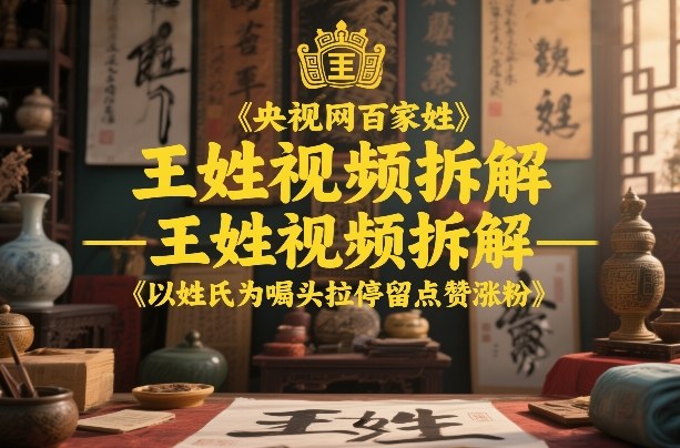 央视网百家姓–王姓视频拆解，以姓氏为噱头拉停留点赞涨粉-吾爱网创