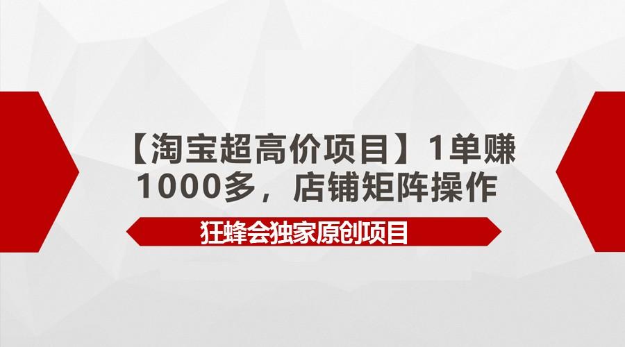 【淘宝超高价项目】1单赚1000多，店铺矩阵操作-吾爱网创