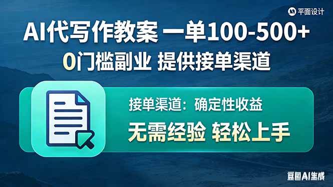 （17538期）AI代写作教案，一单100-500+，提供接单渠道，0门槛副业！-吾爱网创