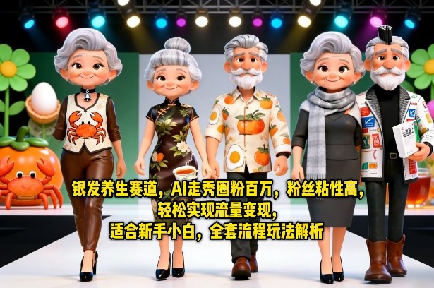 银发养生赛道，AI走秀圈粉百万，粉丝粘性高，轻松实现流量变现，适合新手小白，全套流程玩法解析-吾爱网创