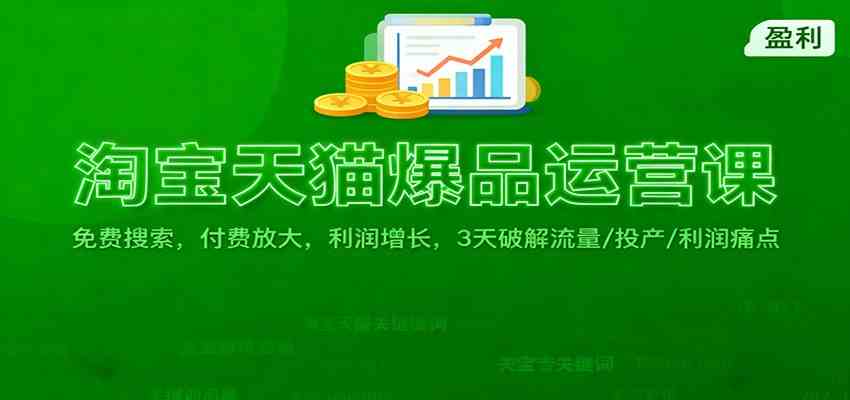 淘宝天猫爆品运营课：免费搜索，付费放大，利润增长，3 天破解流量/ 投产/利润痛点-吾爱网创
