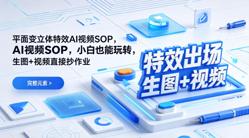 (特效出场)平面变立体特效AI视频SOP,小白也能玩转,生图+视频直接抄作业-吾爱网创