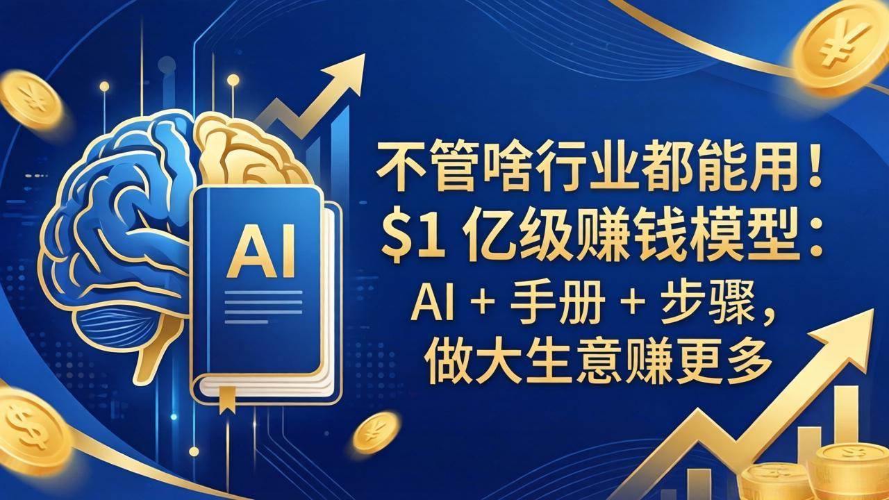 （18055期）不管啥行业都能用！$1 亿级赚钱模型：AI + 手册 + 步骤，做大生意赚更多-吾爱网创