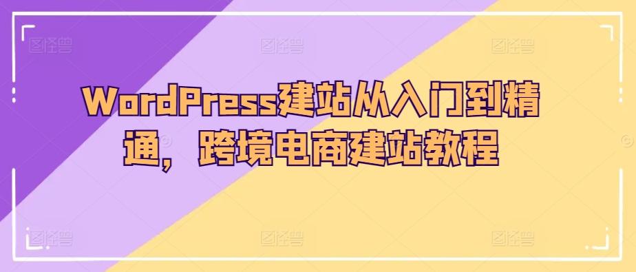 WordPress建站从入门到精通，跨境电商建站教程-吾爱网创