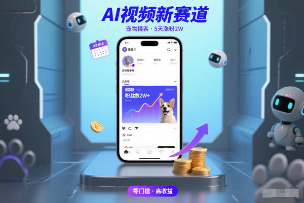 AI视频新赛道,宠物播客仅注册5天涨粉2W,收益非常可观-吾爱网创