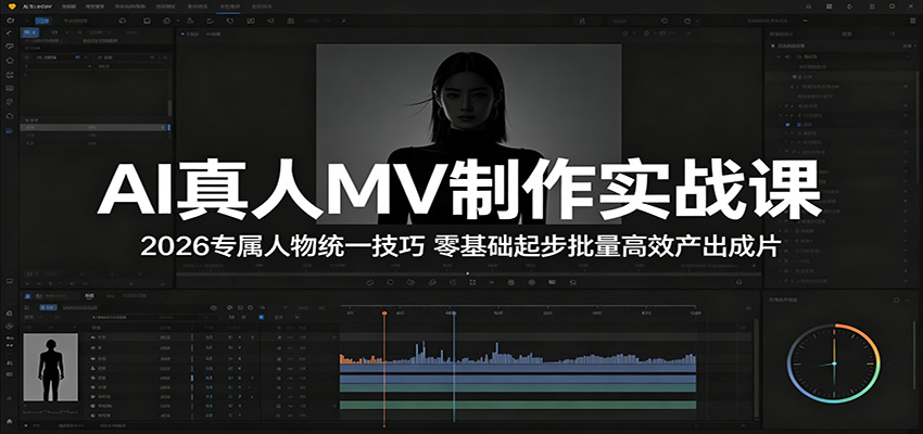 AI真人MV制作实战课：2026专属人物统一技巧，零基础起步批量高效产出成片-吾爱网创