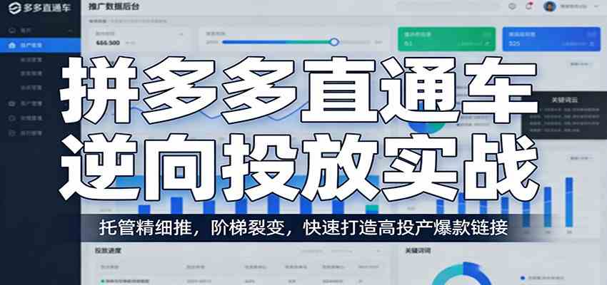 拼多多直通车逆向投放实战:托管精细推,阶梯裂变,快速打造高投产爆款链接-吾爱网创