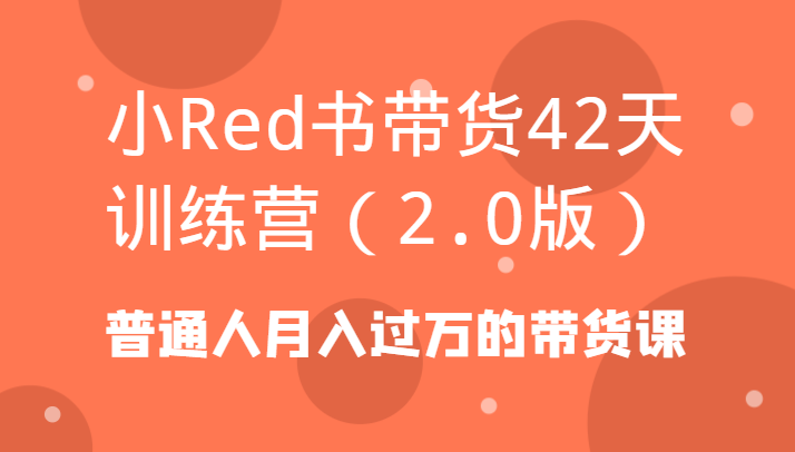 小Red书带货42天训练营(2.0版)普通人月入过万的带货课-吾爱网创