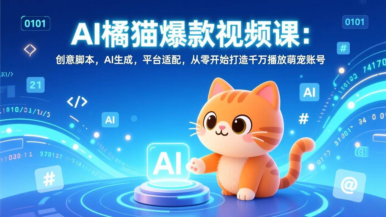 （17091期）AI橘猫爆款视频课：创意脚本，AI生成，平台适配，从零开始打造千万播放萌宠账号-吾爱网创