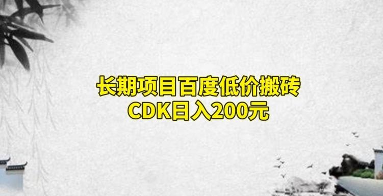 长期项目百度低价搬砖CDK，日入200-吾爱网创