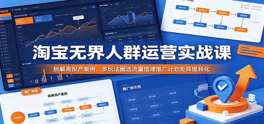 淘宝无界人群运营实战课:拆解高投产案例,多玩法圈选流量搭建推广计划矩阵提转化-吾爱网创