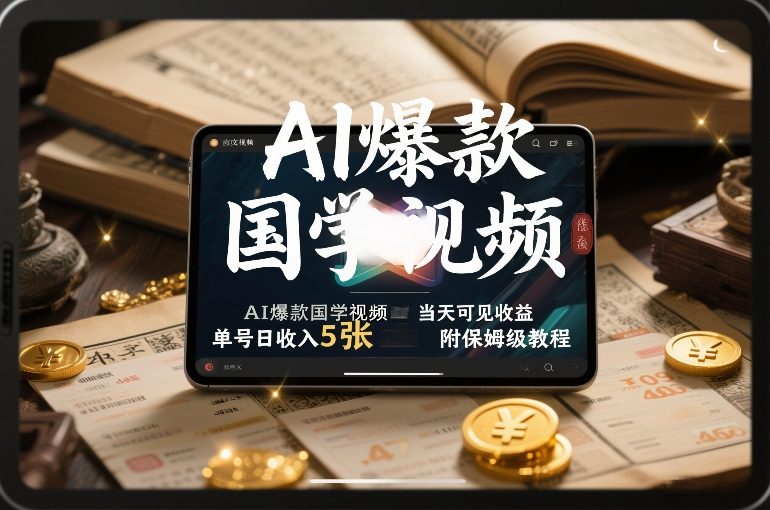 AI爆款国学视频，独家起号方法，小白直接上手，当天可见收益，单号日收入5张+附保姆级教程-吾爱网创
